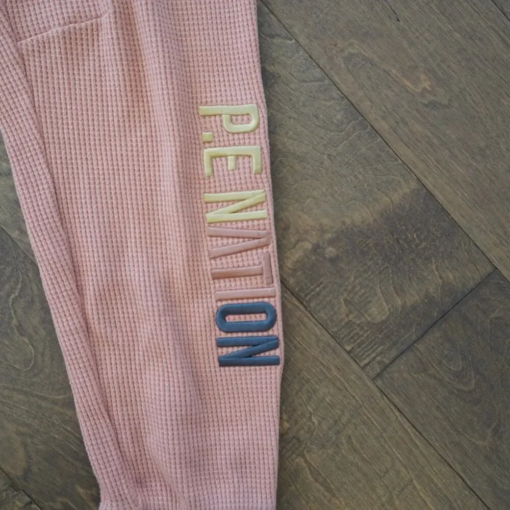 P.E Nation Peach Bloom Waffle Rebound Track Pants Pink Womens Size Small
